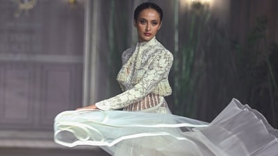 The show was a tribute to India’s enduring legacy of craftsmanship and the designer himself. (PTI) The show was a tribute to India’s enduring legacy of craftsmanship and the designer himself. (PTI)