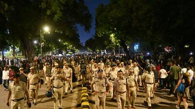 Police personnel deployed at and around Jantar Mantar after the Union minister resigned on Saturday. (Sanchit Khanna/HT Photo) Police personnel deployed at and around Jantar Mantar after the Union minister resigned on Saturday. (Sanchit Khanna/HT Photo)