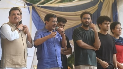 Aam Aadmi Party (AAP) National convenor Arvind Kejriwal with AAP Rajya Sabha MP Sanjay Singh (Hindustan Times) Aam Aadmi Party (AAP) National convenor Arvind Kejriwal with AAP Rajya Sabha MP Sanjay Singh (Hindustan Times)