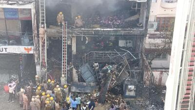 The building in Aliganj where the massive fire claimed 15 lives on June 22. (HT File)