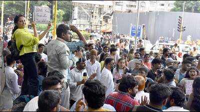 The gathering began with tributes to students who had allegedly died by suicide amid academic pressures and controversies surrounding competitive examinations. (MAHENDRA KOLHE/ HT) The gathering began with tributes to students who had allegedly died by suicide amid academic pressures and controversies surrounding competitive examinations. (MAHENDRA KOLHE/ HT)
