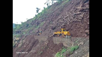 The unrelenting rains caused heavy damage to road infrastructure and equipment deployed by the teams of contractors working on Rajouri-Thanamandi road and NH 144 site location in Poonch and other locations. (HT Photo) The unrelenting rains caused heavy damage to road infrastructure and equipment deployed by the teams of contractors working on Rajouri-Thanamandi road and NH 144 site location in Poonch and other locations. (HT Photo)