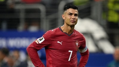 Cristiano Ronaldo in his last World Cup game for Portugal. (IMAGN IMAGES via Reuters)