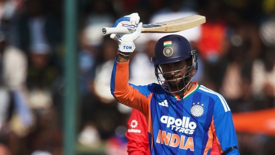 Tilak Varma made 60 not out off 29 balls. He also took a wicket later.(AP)
