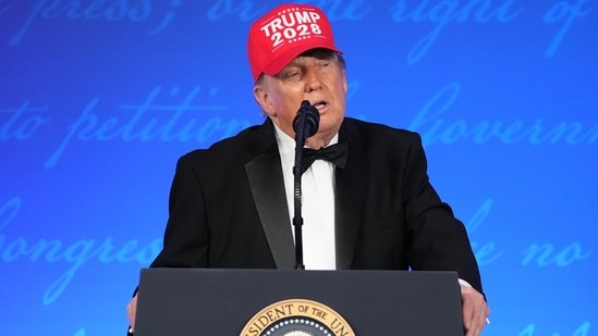 President Donald Trump speaks at the White House Correspondents' Association dinner at the Waldorf Astoria Washington DC, Friday, July 24, 2026, in Washington.(AP)