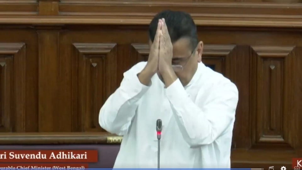 বিধানসভায় মুখ্যমন্ত্রী শুভেন্দু অধিকারী। (ছবি সৌজন্যে পশ্চিমবঙ্গ বিধানসভা)