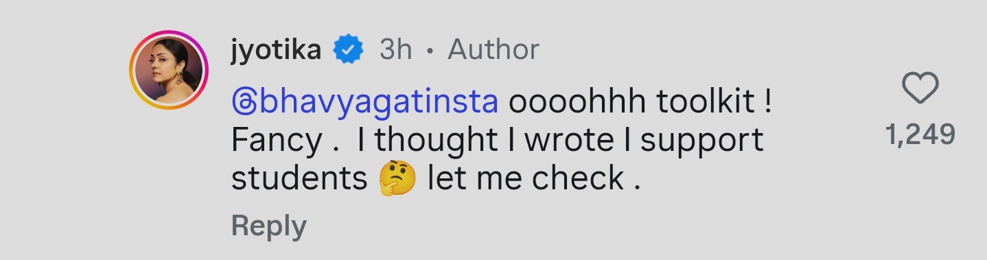 Jyotika replied to trolls under her post. Jyotika replied to trolls under her post.