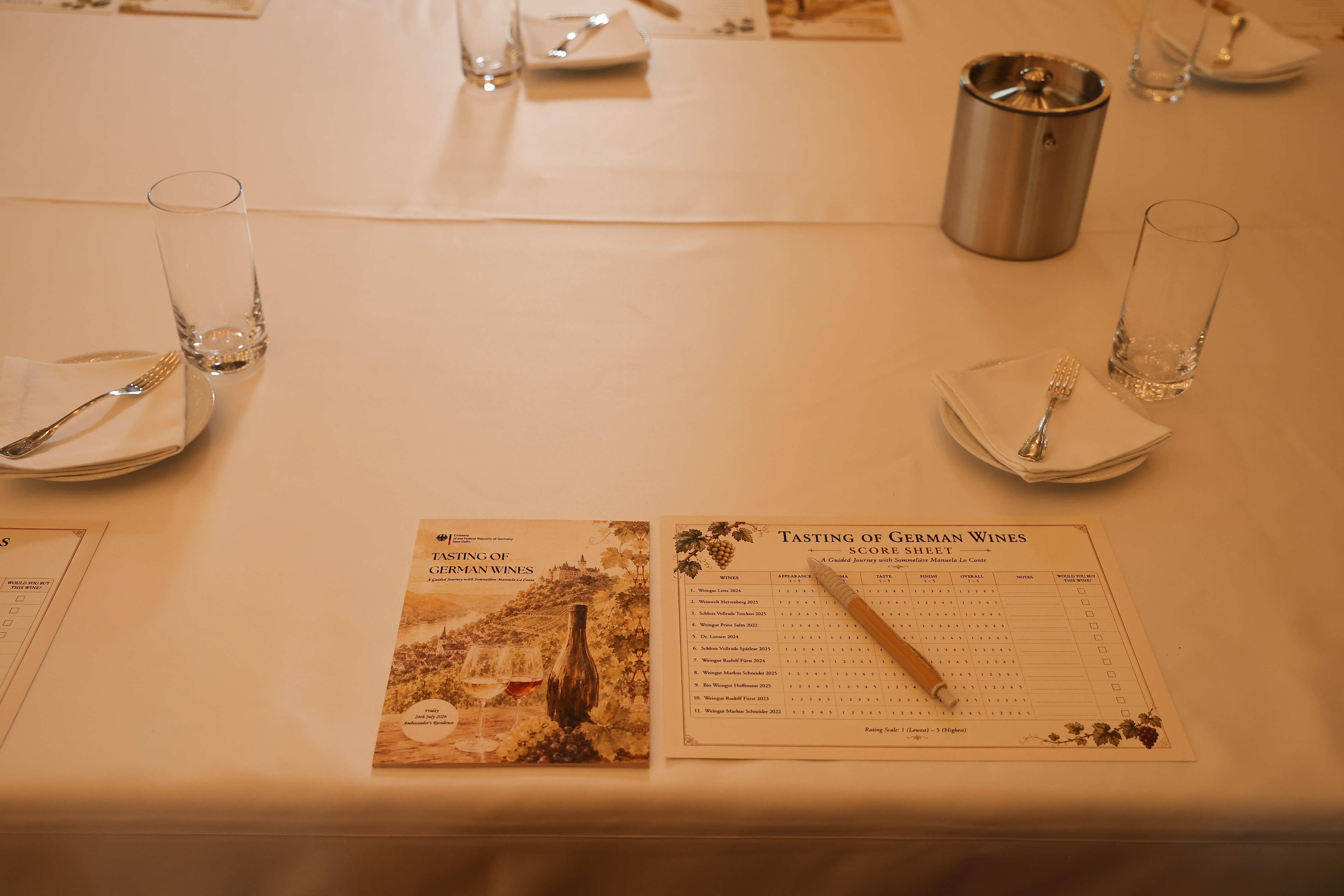 Guests rated each wine on tasting cards during the guided German wine experience (Credits: Manoj Verma/HT)