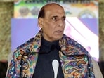 Union Defence Minister Rajnath Singh speaks during a commemorative event on the eve of 27th Kargil Vijay Diwas at Dras, in Ladakh on Saturday.