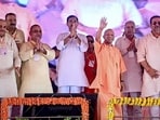 Chief minister Yogi Adityanath in Fatehpur on Saturday. (PTI PHOTO)