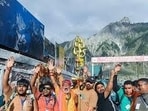 In tandem, the Shri Mata Vaishno Devi Yatra from Katra also resumed after remaining suspended for six straight days due to heavy rainfall and risks of flash floods and landslides. (HT Photo for representation)