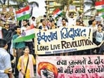 Mumbai, India - July 25, 2026: Thousands gathered at Bandstand in Bandra, Mumbai, for a massive student-led protest demanding the resignation of the Union Education Minister and action over competitive exam paper leaks, highlighted by a collective mass singing of the National Anthem (Rashtra Geet) while waving the Indian tricolour. in mumbai, India, on Saturday, July 25, 2026. (Photo by Satish Bate/ Hindustan Times) (Hindustan Times)