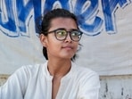 AISA president Neha Bora during her hunger strike at the CJP protest site at Jantar Mantar, New Delhi.