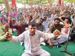 Sanitation workers continue to remain on strike in various parts of Punjab, demanding regular jobs, salary increase and restoration of the old pension scheme. (Sanjeev Kumar/HT)
