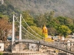 The 220-metre-long and two-metre-wide suspension bridge was closed from both ends on Saturday evening. (HT Photo)