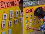 Delhi teacher’s DIY self-attendance board for students.