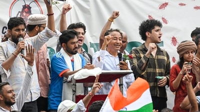 The movement intensified on June 28, when activist Sonam Wangchuk began an indefinite hunger strike at the protest site in support of the agitation. (PTI) The movement intensified on June 28, when activist Sonam Wangchuk began an indefinite hunger strike at the protest site in support of the agitation. (PTI)