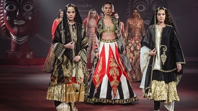 Pearl Academy presented its global icon, Masaba Gupta, for the House of Masaba showcase at India Couture Week 2026. Masaba showcased her latest collection, Chardi Kala, a collection rooted in optimism, resilience, and the vibrant spirit of India. (PTI) Pearl Academy presented its global icon, Masaba Gupta, for the House of Masaba showcase at India Couture Week 2026. Masaba showcased her latest collection, Chardi Kala, a collection rooted in optimism, resilience, and the vibrant spirit of India. (PTI)