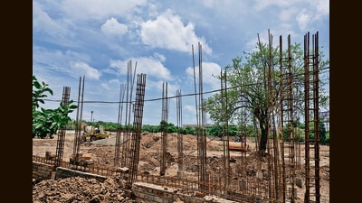 The under-construction electric bus depot on a 3.5-acre site adjacent to the main bus stand in Sector 5, Panchkula. (HT Photo) The under-construction electric bus depot on a 3.5-acre site adjacent to the main bus stand in Sector 5, Panchkula. (HT Photo)