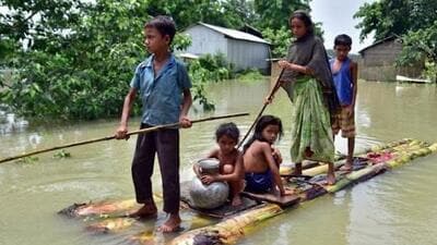 The water level continued to rise, forcing the family to evacuate. (Image from HT source)