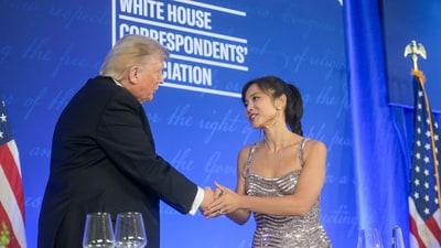 President Donald Trump shakes hands with outgoing White House Correspondents' Association president Weijia Jiang at the WHCA dinner at the Waldorf Astoria Washington DC, Friday, July 24, 2026 (AP Photo/Rod Lamkey) President Donald Trump shakes hands with outgoing White House Correspondents' Association president Weijia Jiang at the WHCA dinner at the Waldorf Astoria Washington DC, Friday, July 24, 2026 (AP Photo/Rod Lamkey)