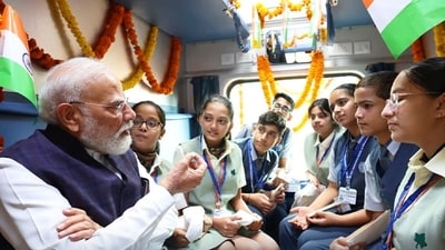 PM Narendra Modi in a promo pic posted for the latest episode of his monthly 'Mann ki Baat' address on July 26. PM Narendra Modi in a promo pic posted for the latest episode of his monthly 'Mann ki Baat' address on July 26.