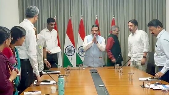 Dharmendra Pradhan news LIVE: Union Minister Pralhad Joshi takes additional charge of the Ministry of Education, in New Delhi