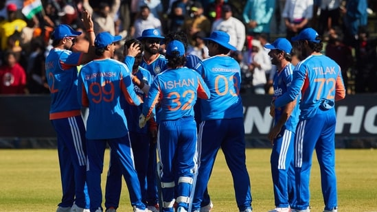 Chasing 193 to win, Zimbabwe could only manage 157/7 and lost the contest by 35 runs and the series 3-0. First series win under Shreyas Iyer.(AFP)