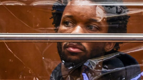 David Anthony Burke, whose stage name is D4vd, is arraigned in Los Angeles on April 20.