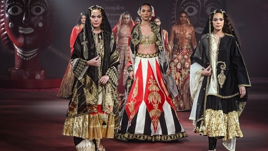 Masaba Gupta presented Chardi Kala, a collection rooted in optimism, resilience, and the vibrant spirit of India, at India Couture Week 2026.&nbsp;(PTI)