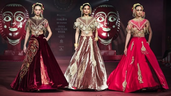 The creations from the Chardi Kala collection brought bold prints and unconventional design sensibilities to the world of bridal couture.&nbsp;(PTI)