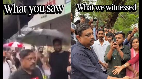 Screengrabs from the viral videos where journalist Kapil Raut was earlier booed and later applauded by protesters during the recent student-led demonstrations opposing NEET paper leak. (Photos: Instagram)