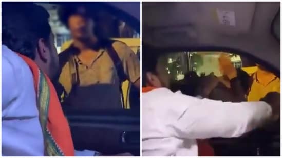 In the video, the man is heard verbally abusing the students before proceeding to grab the collar of one of them and hitting him.