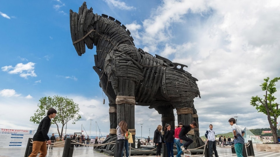 A facsimile of the Trojan Horse in the port city of Çanakkale, Turkey. (National Geographic) A facsimile of the Trojan Horse in the port city of Çanakkale, Turkey. (National Geographic)
