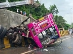 A private bus overturned on the Kozhikode–Thrissur route near Kuttipuram in Kerala's Malappuram district on Sunday, leaving one dead and 26 injured.
