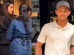 Mrunal Thakur and Yashasvi Jaiswal in a grab from the viral video