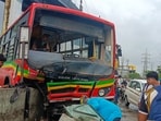Mumbai, India. July 20, 2026 - A 65-year-old man lost his life, and 10 others were injured after a Brihanmumbai Electric Supply and Transport (BEST) bus rammed into the Mankhurd flyover divider on the Sion-Panvel Highway on Monday morning. Mumbai, India. July 20, 2026. (Photo by HT Photo) (Raju Shinde)