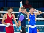 Jadumani Singh Mandengbam after defeating Pakistan's Sumama Rehman.