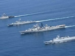 QUAD navies exercising in the Indo-Pacific as part of Malabar Exercises.