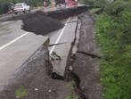 The highway’s subgrade gave way, causing nearly 50 to 100 metres of the concrete carriageway to sink. (HT)