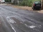 The ongoing road re-carpeting project in Shaheed Bhagat Singh Nagar. (HT Photo)