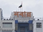 The state secretariat’s colour remains the same, the signage colour changed from blue and white to saffron. (HT Photo)