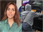 Rhiya Ahir, the model who blocked a Mumbai Police van during a protest.