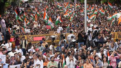 Around 20,000 people attended a rally in Shivaji Park on Sunday to celebrate Dharmendra Pradhan’s resignation as education minister (Anshuman Poyrekar/HT Photo)