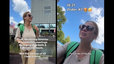 The woman shared a video documenting a typical shift as an Uber Eats delivery partner. (Instagram/@joy.in.organizing)