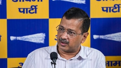 AAP national convener Arvind Kejriwal addresses a press conference regarding a meeting for ethanol fuel on coming Saturday at Constitution Club, at the party office in New Delhi on Monday, July 27, 2026. (PTI Photo)