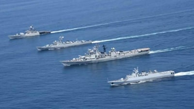 QUAD navies exercising in the Indo-Pacific as part of Malabar Exercises.