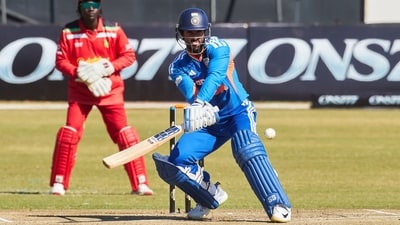 Tilak Varma struggled a bit against Zimbabwe in the third T20I. (AFP) Tilak Varma struggled a bit against Zimbabwe in the third T20I. (AFP)