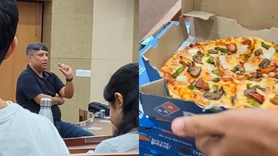 IIM Shillong professor surprises students with Domino’s pizzas. (Instagram/@rohan_ntshh) IIM Shillong professor surprises students with Domino’s pizzas. (Instagram/@rohan_ntshh)