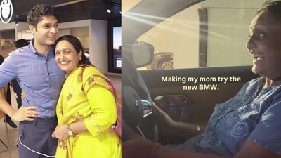 A man shared his mother’s heartwarming reaction after she sat in the driver’s seat of his new BMW. (Instagram/tax.w.six.packs)